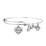 Steel Charm Bangle T512BA VNISTAR Stainless Steel Charm Bangles