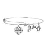 Steel Charm Bangle T514BA VNISTAR Stainless Steel Charm Bangles