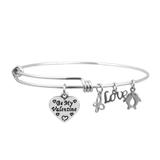 Steel Charm Bangle T516BA VNISTAR Stainless Steel Charm Bangles