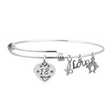 Steel Charm Bangle T518BA VNISTAR Stainless Steel Charm Bangles