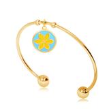Gold Plated Flower Nature Bangles T555GBA-1 VNISTAR Stainless Steel Charm Bangles