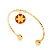 Gold Plated Flower Nature Bangles T555GBA-2 VNISTAR Stainless Steel Charm Bangles