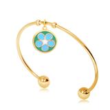 Gold Plated Flower Nature Bangles T556GBA-2 VNISTAR Stainless Steel Charm Bangles