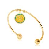 Gold Plated Flower Nature Bangles T557GBA-1 VNISTAR Stainless Steel Charm Bangles