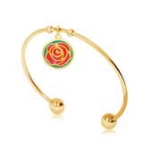 Gold Plated Flower Nature Bangles T557GBA-2 VNISTAR Stainless Steel Charm Bangles