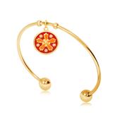 Gold Plated Flower Nature Bangles T559GBA-1 VNISTAR Stainless Steel Charm Bangles