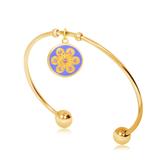 Gold Plated Flower Nature Bangles T560GBA-3 VNISTAR Stainless Steel Charm Bangles