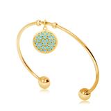 Gold Plated Flower Nature Bangles T561GBA-1 VNISTAR Stainless Steel Charm Bangles