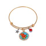 Stainless Steel Flower Banlge,Two-Tone T567GBA VNISTAR Bangles