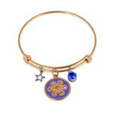 Stainless Steel Flower Banlge,Two-Tone T573GBA-2 VNISTAR Stainless Steel Charm Bangles