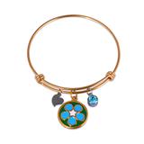 Stainless Steel Flower Banlge,Two-Tone T575GBA-2 VNISTAR Stainless Steel Charm Bangles