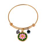 Stainless Steel Flower Banlge,Two-Tone T576GBA-1 VNISTAR Bangles